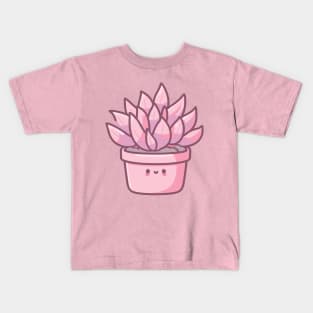 Cute Pink Succulent Plant in a Flowerpot | Kawaii Plant Art for Kawaii Lovers Kids T-Shirt